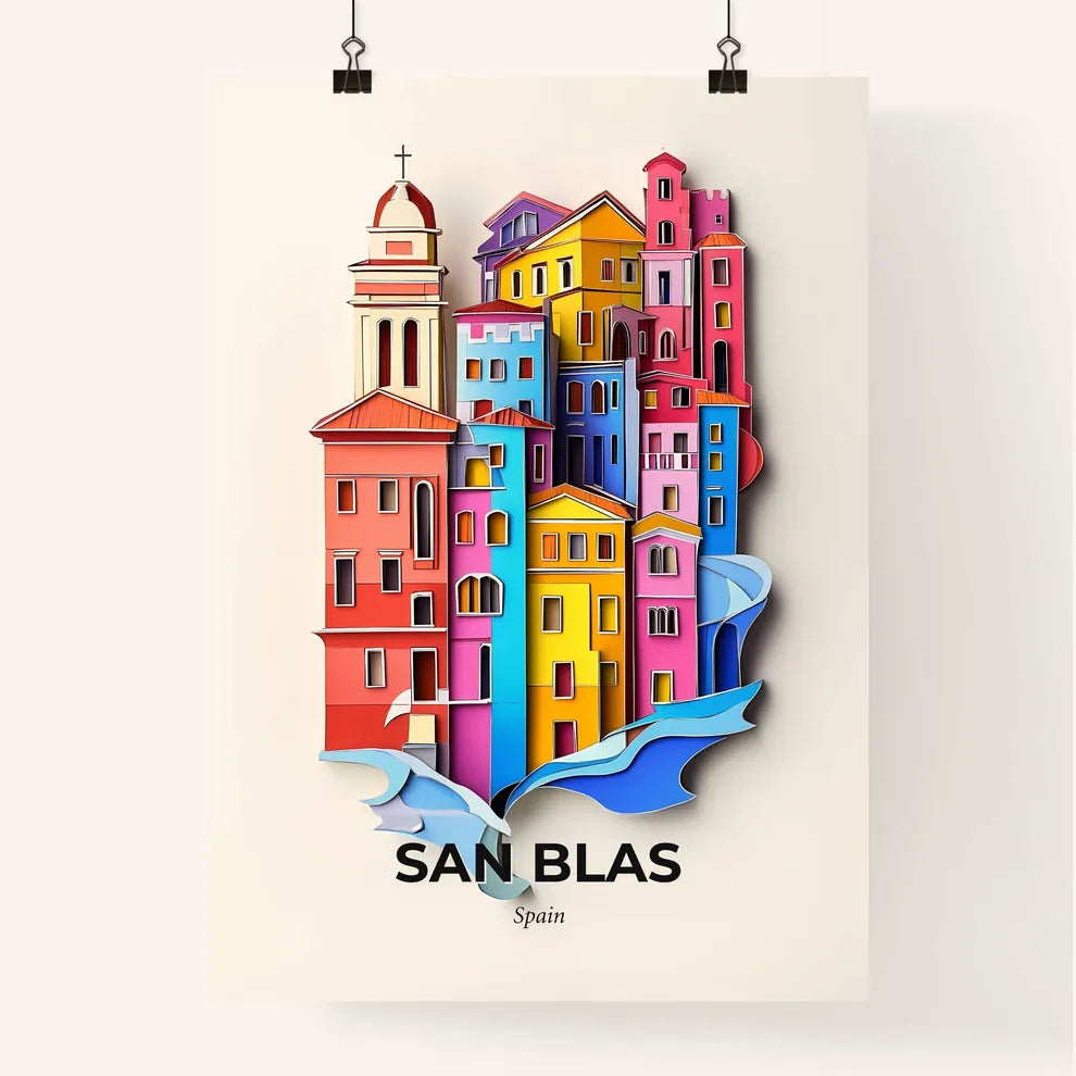 Vivid San Blas, Spain, Colorful Poster