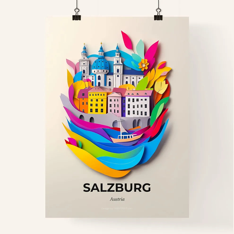 Vivid Salzburg, Austria, Colorful Poster