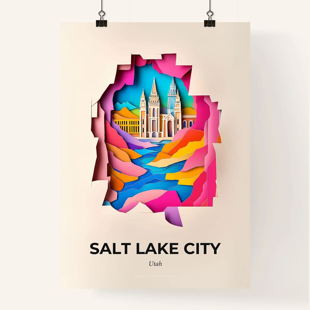 Vivid Salt Lake City, Utah, Colorful Poster