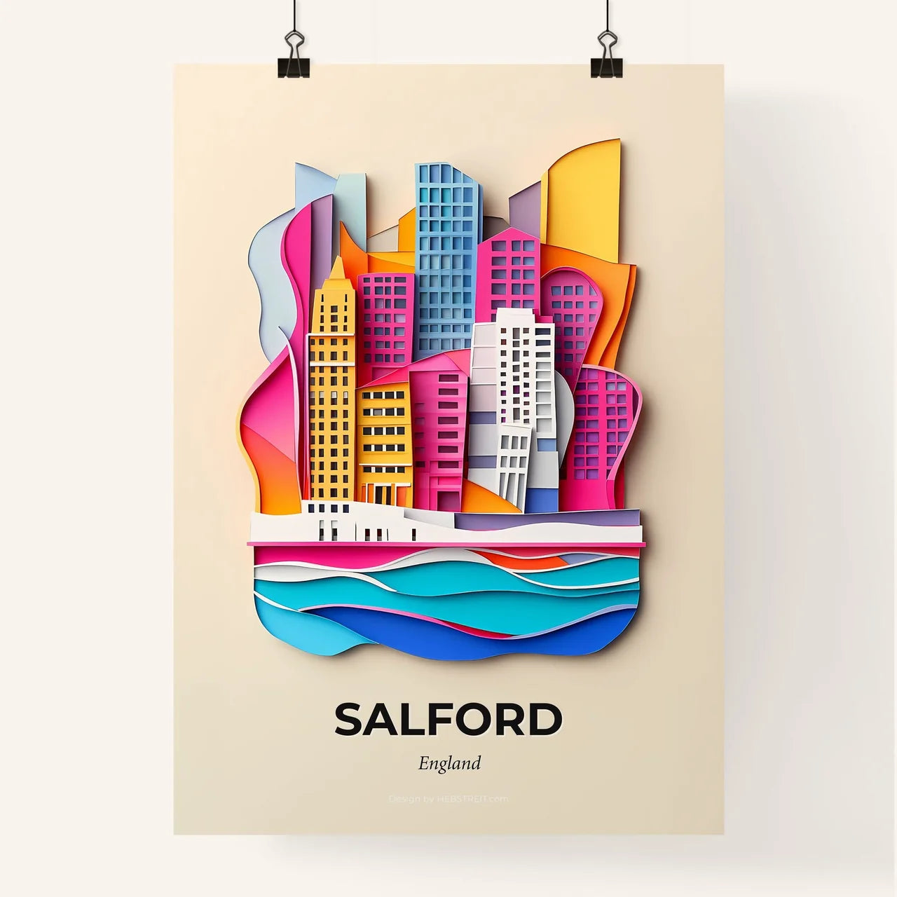 Vivid Salford, England, Colorful Poster