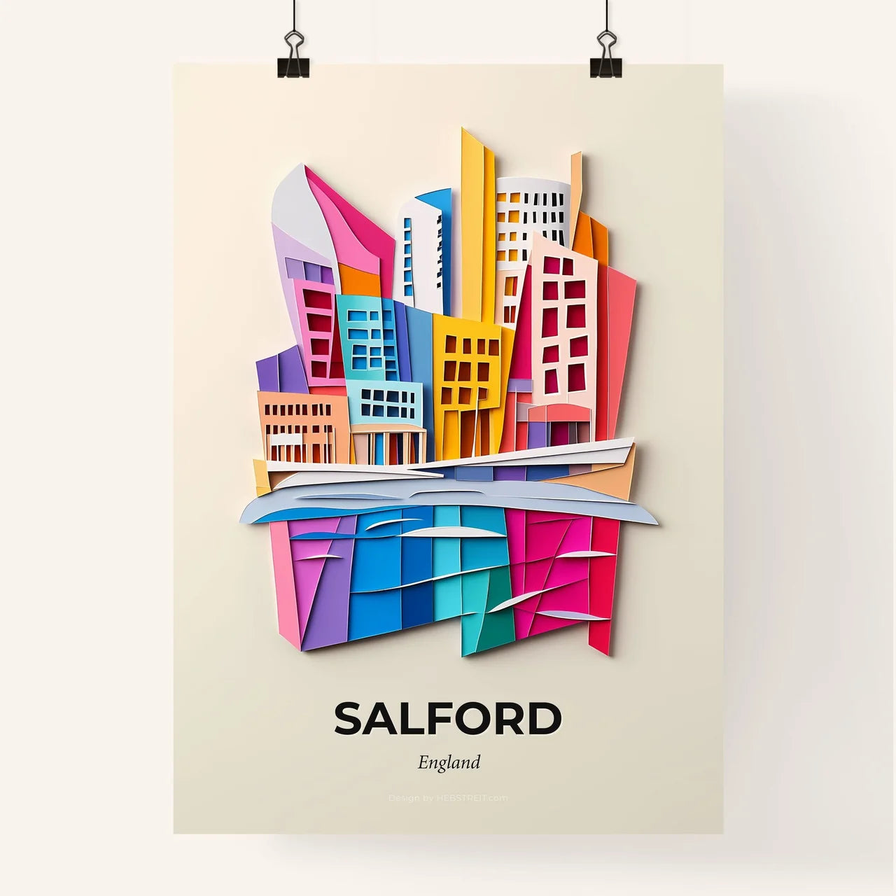 Vivid Salford, England, Colorful Poster
