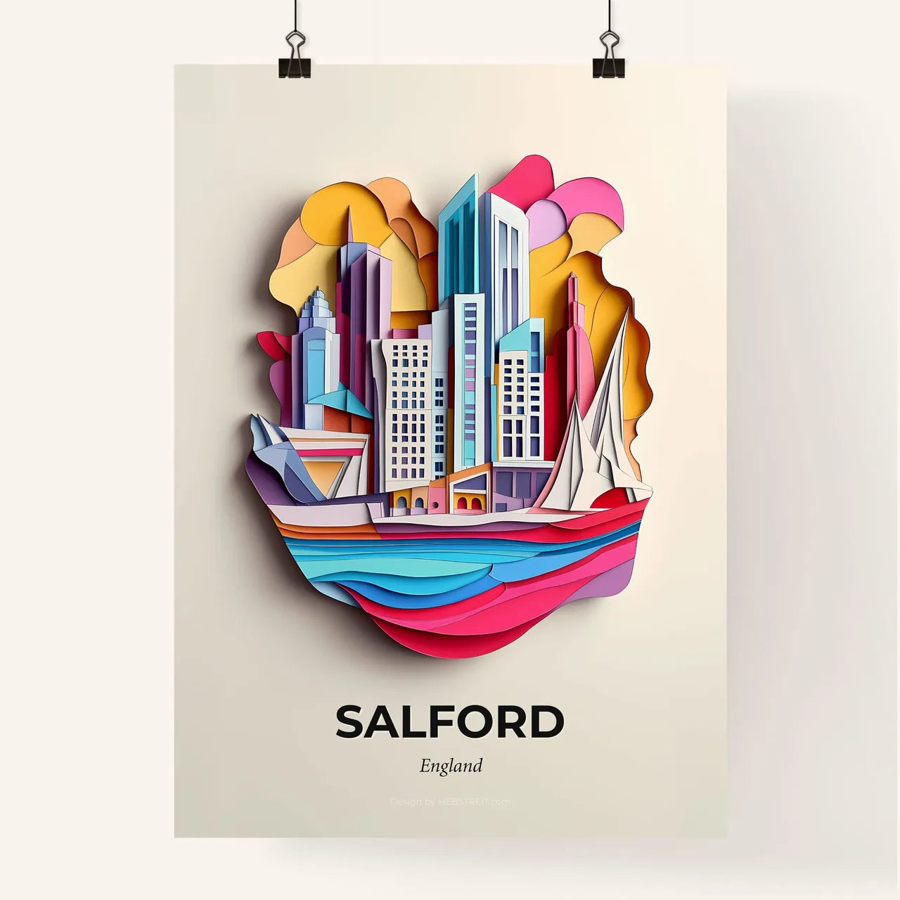 Vivid Salford, England, Colorful Poster