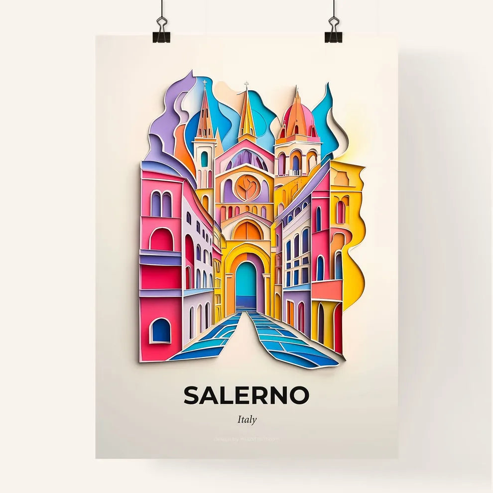 Vivid Salerno, Italy, Colorful Poster