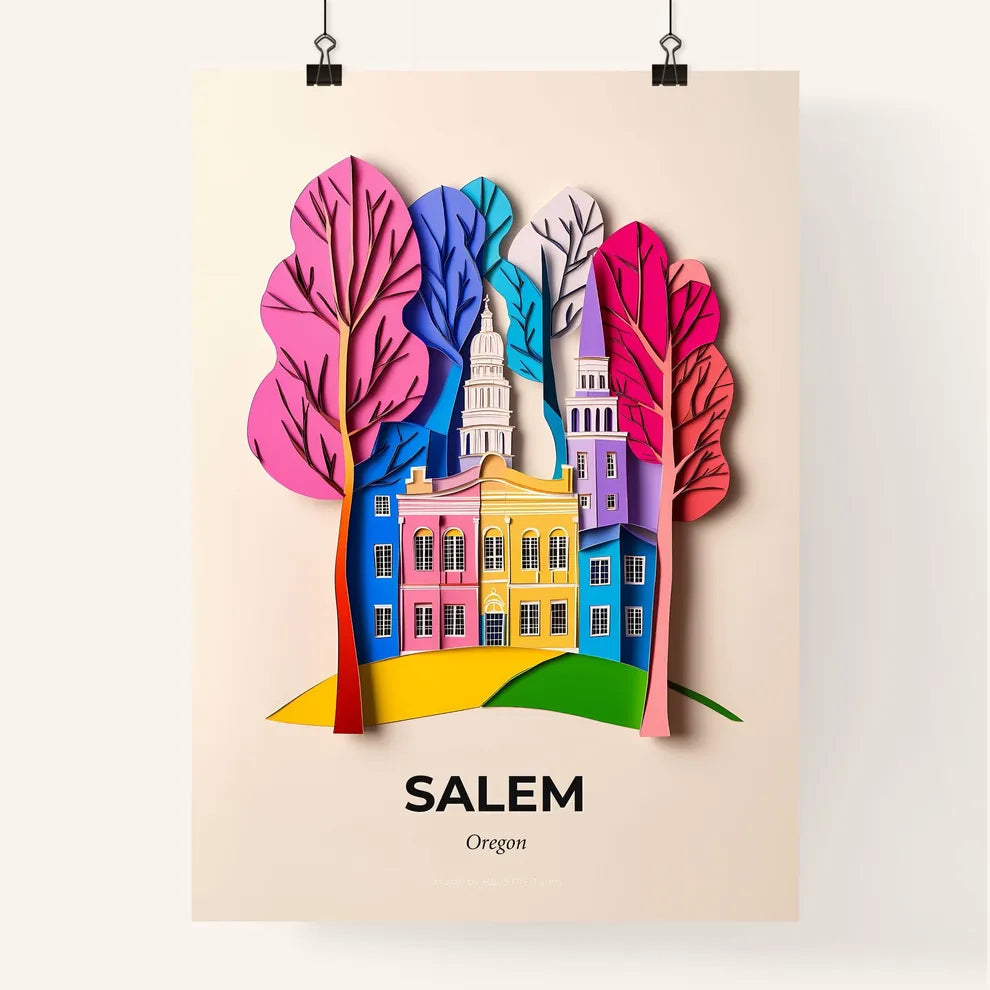 Vivid Salem, Oregon, Colorful Poster