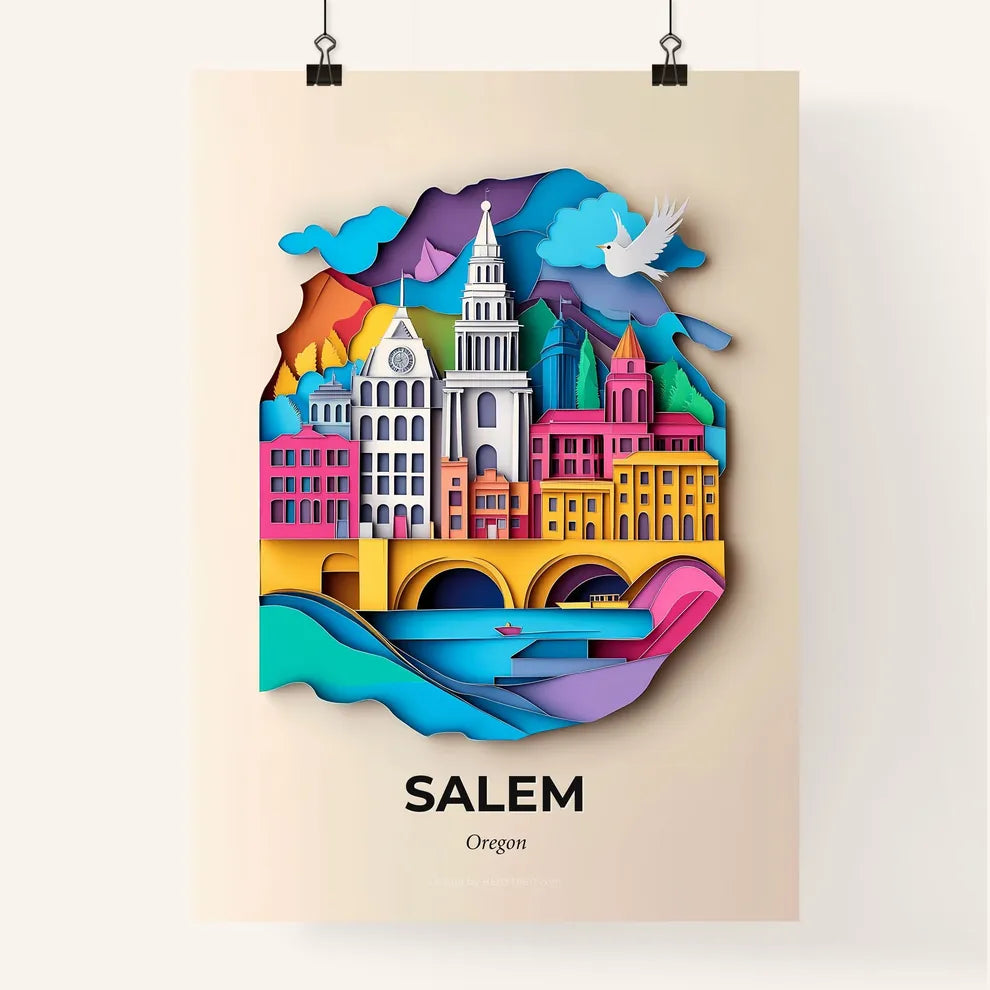 Vivid Salem, Oregon, Colorful Poster