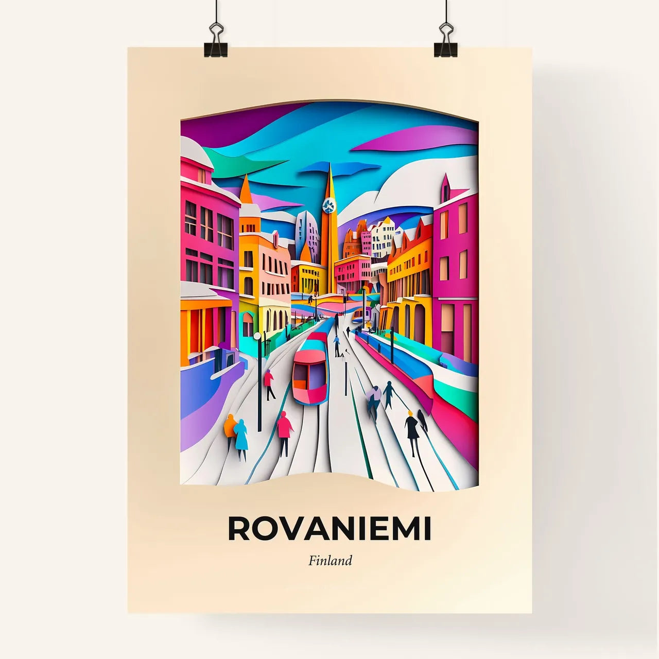 Vivid Rovaniemi, Finland, Colorful Poster