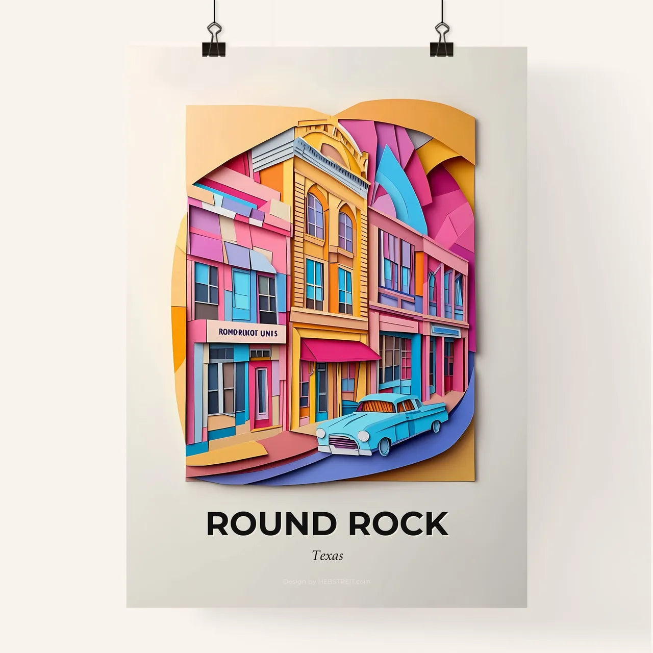 Vivid Round Rock, Texas, Colorful Poster