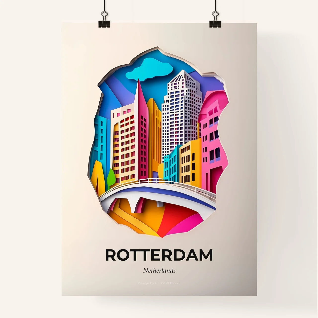 Vivid Rotterdam, Netherlands, Colorful Poster