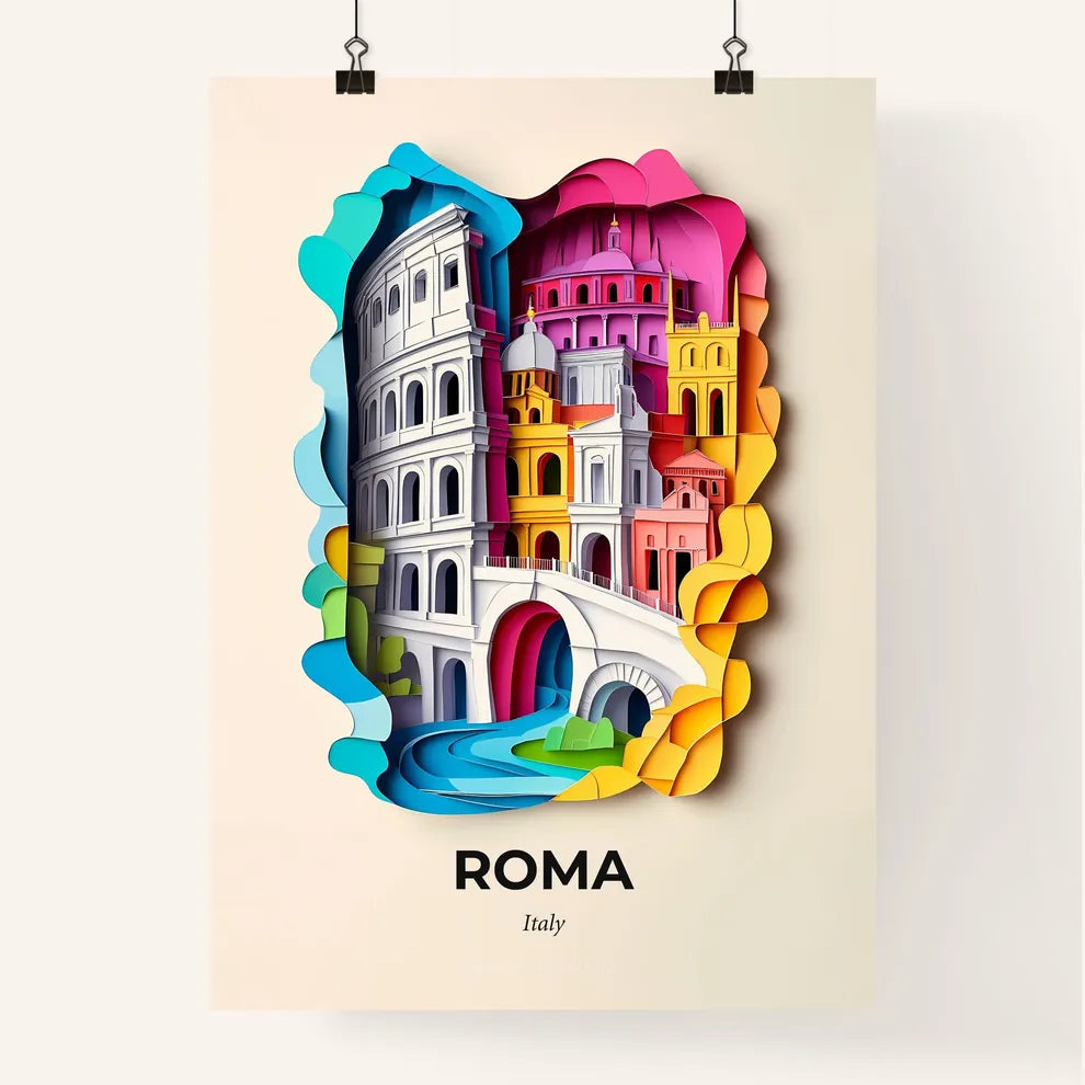 Vivid Rome, Italy, Colorful Poster