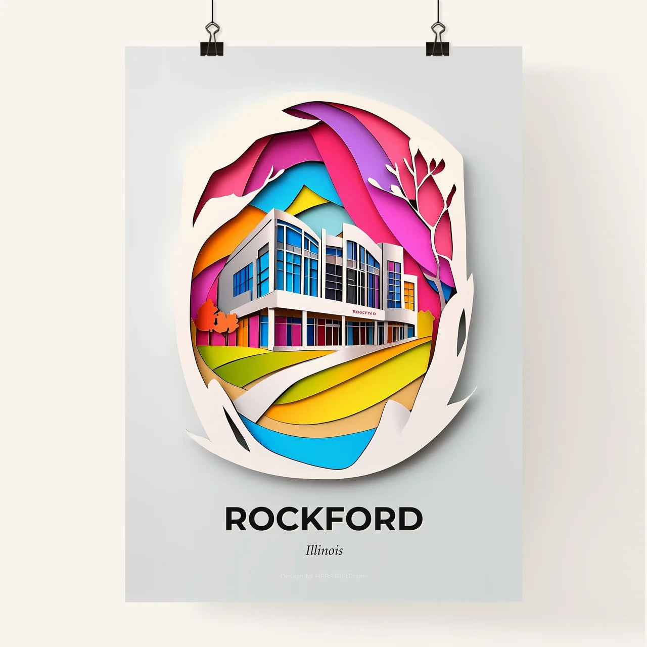 Vivid Rockford, Illinois, Colorful Poster