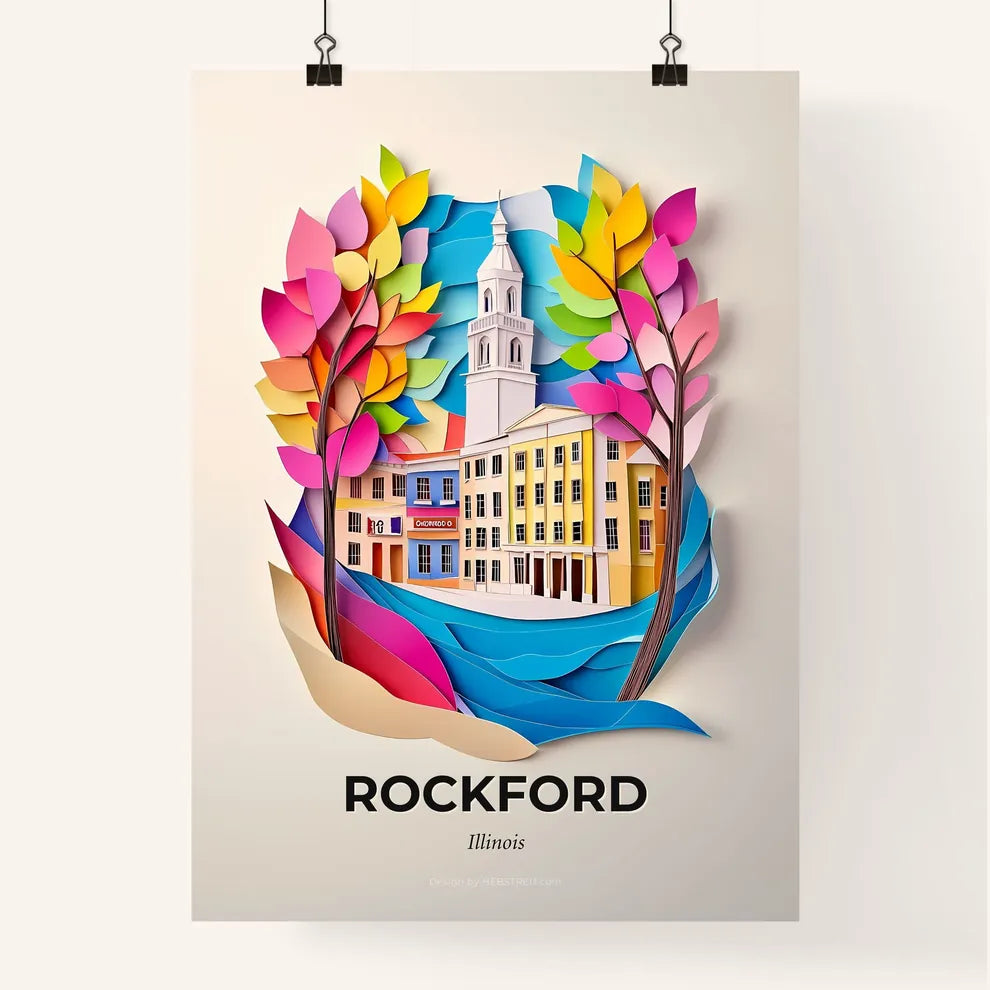 Vivid Rockford, Illinois, Colorful Poster