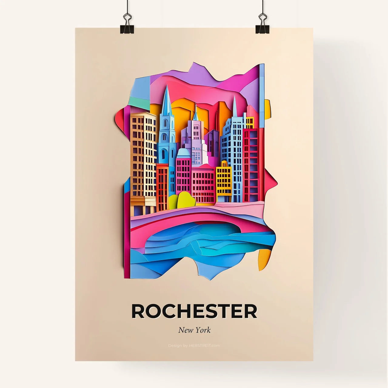 Vivid Rochester, New York, Colorful Poster