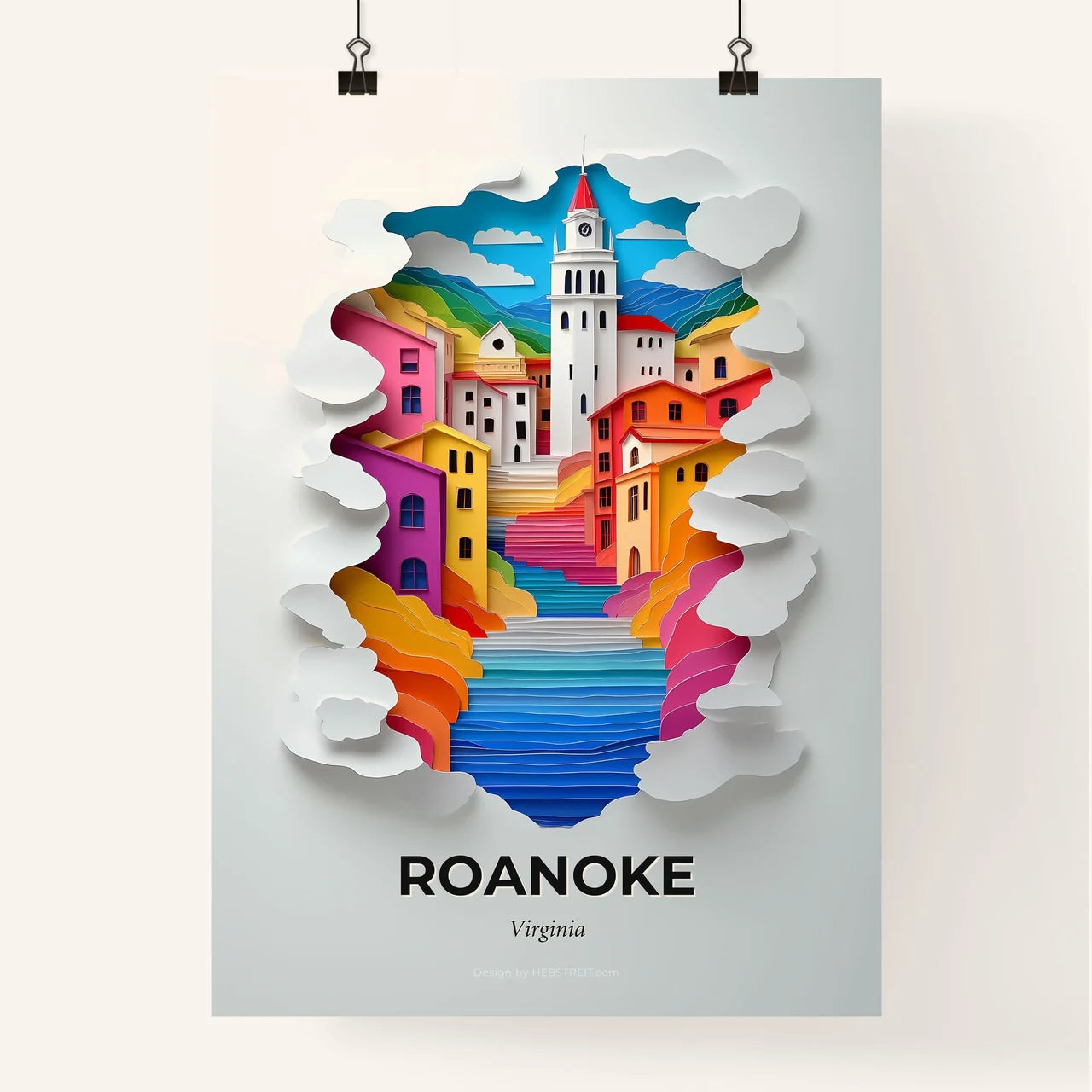 Vivid Roanoke, Virginia, Colorful Poster