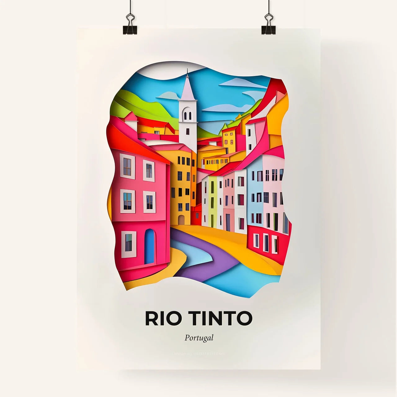 Vivid Rio Tinto, Portugal, Colorful Poster