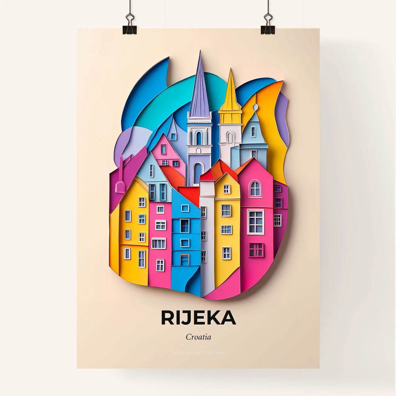 Vivid Rijeka , Croatia, Colorful Poster
