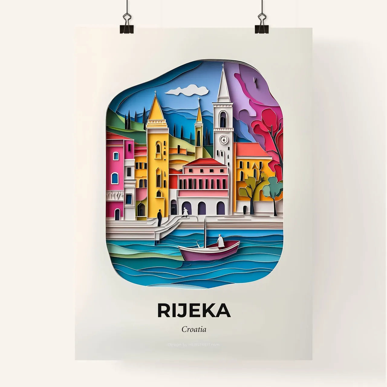 Vivid Rijeka , Croatia, Colorful Poster