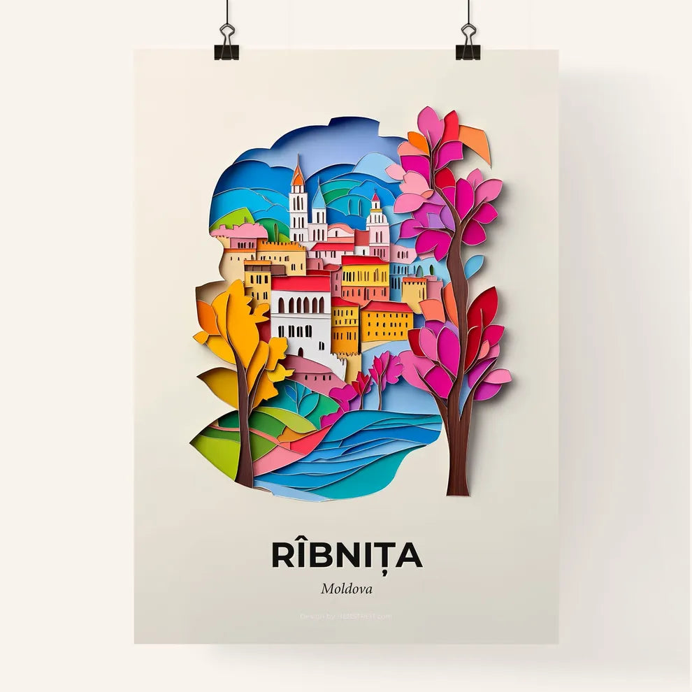 Vivid Rîbnița, Moldova, Colorful Poster