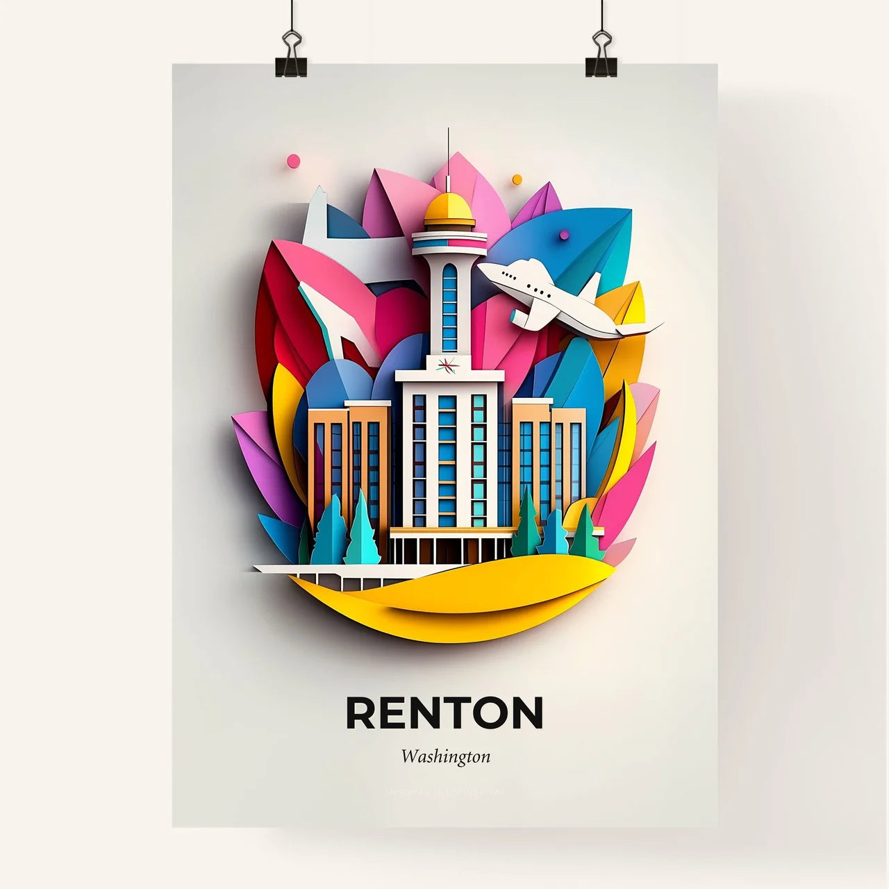 Vivid Renton, Washington, Colorful Poster