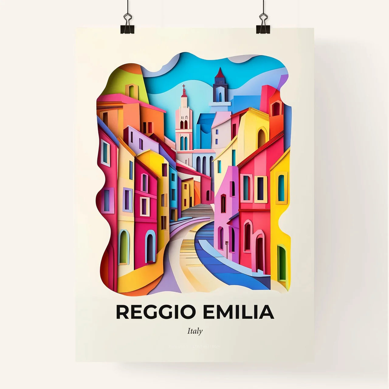 Vivid Reggio Emilia, Italy, Colorful Poster
