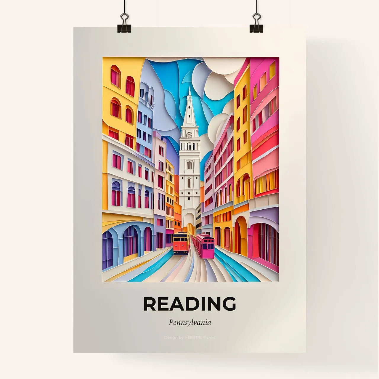 Vivid Reading, Pennsylvania, Colorful Poster
