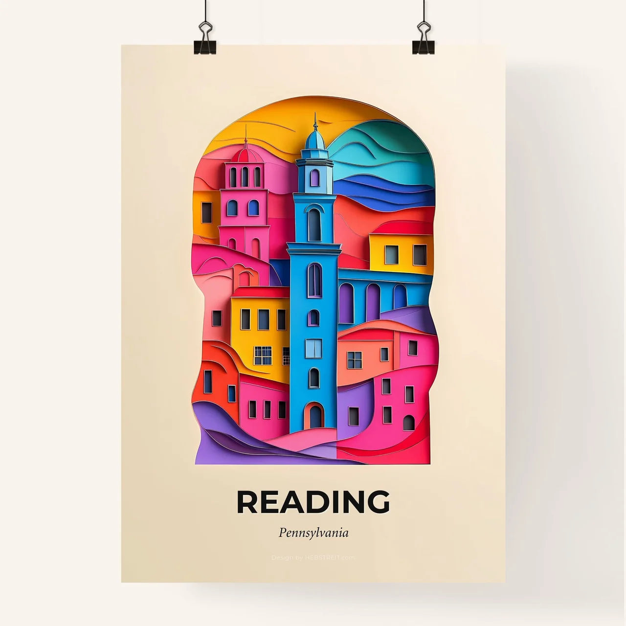 Vivid Reading, Pennsylvania, Colorful Poster