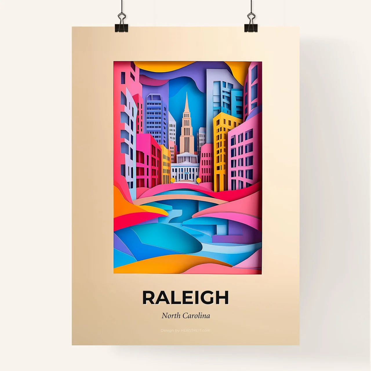 Vivid Raleigh, North Carolina, Colorful Poster