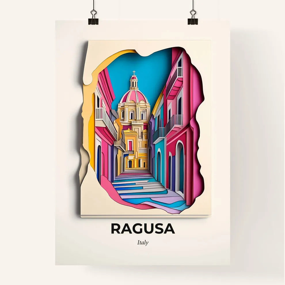 Vivid Ragusa, Italy, Colorful Poster