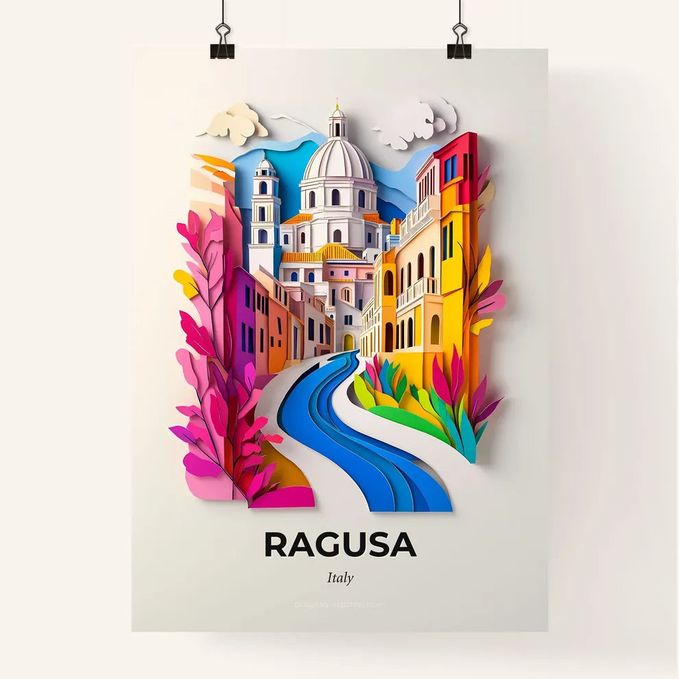Vivid Ragusa, Italy, Colorful Poster
