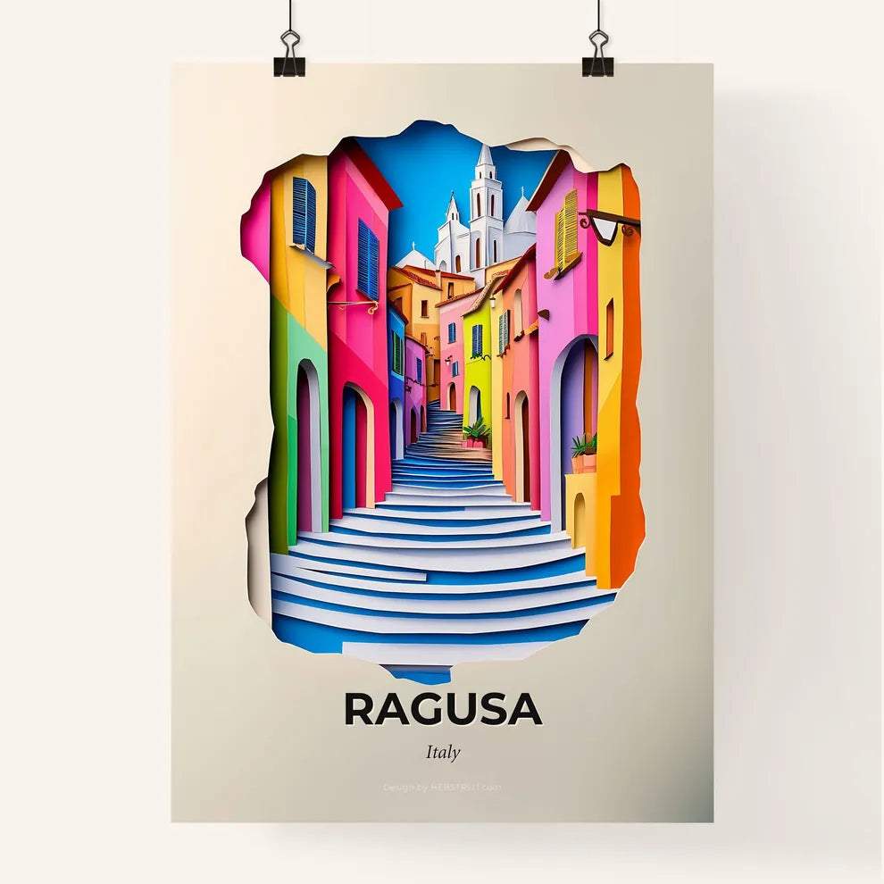 Vivid Ragusa, Italy, Colorful Poster