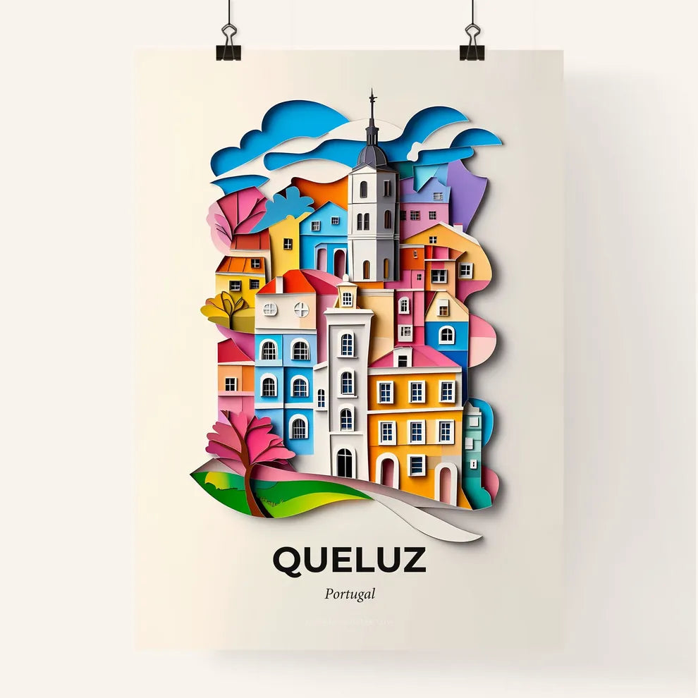 Vivid Queluz, Portugal, Colorful Poster