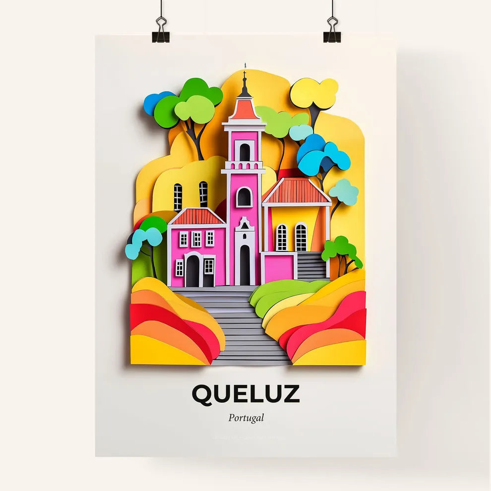 Vivid Queluz, Portugal, Colorful Poster