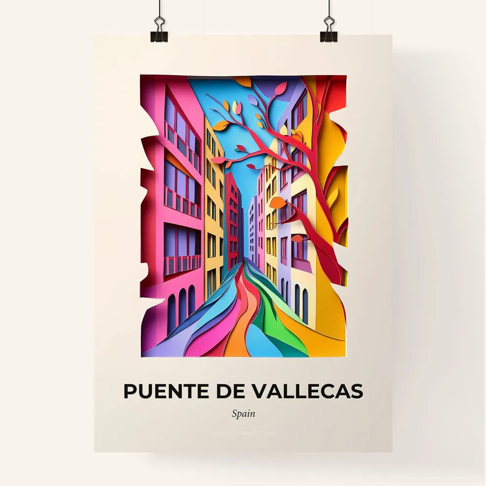 Vivid Puente de Vallecas, Spain, Colorful Poster