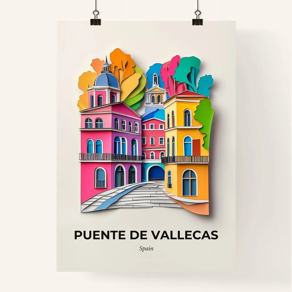 Vivid Puente de Vallecas, Spain, Colorful Poster