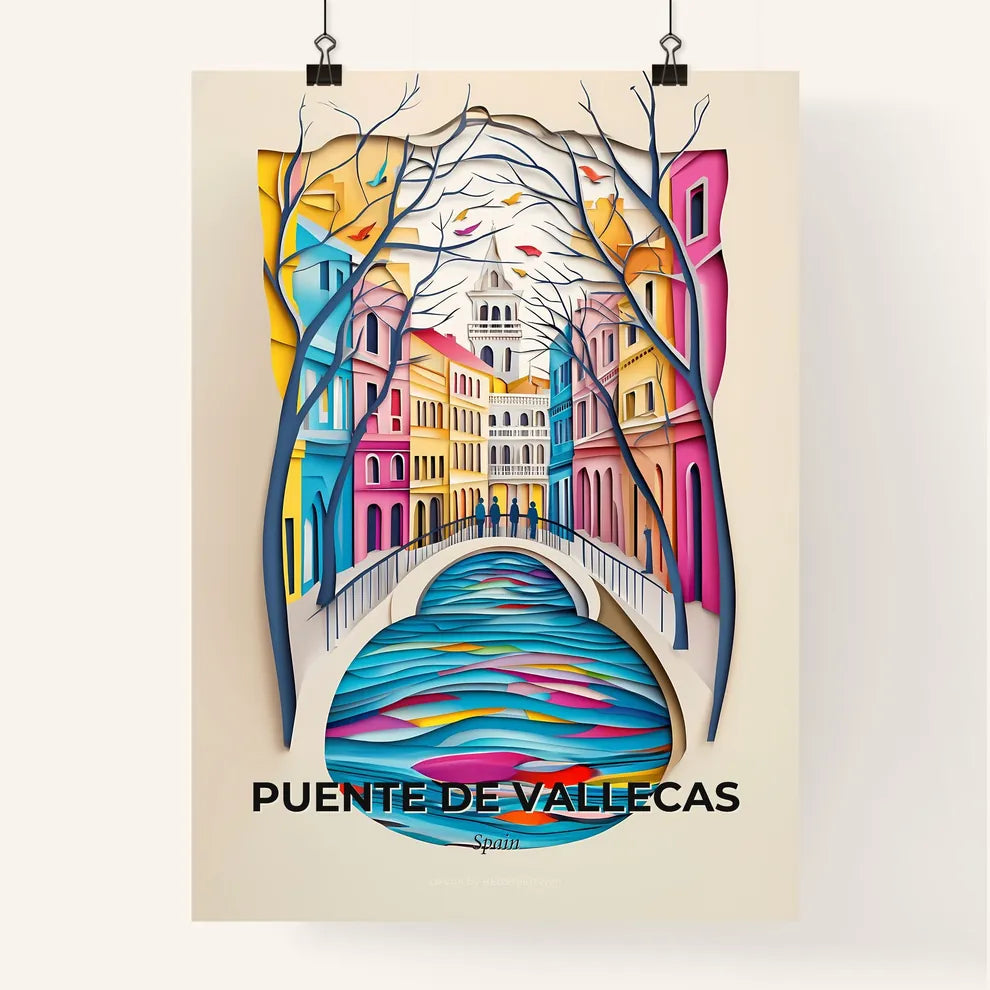 Vivid Puente de Vallecas, Spain, Colorful Poster