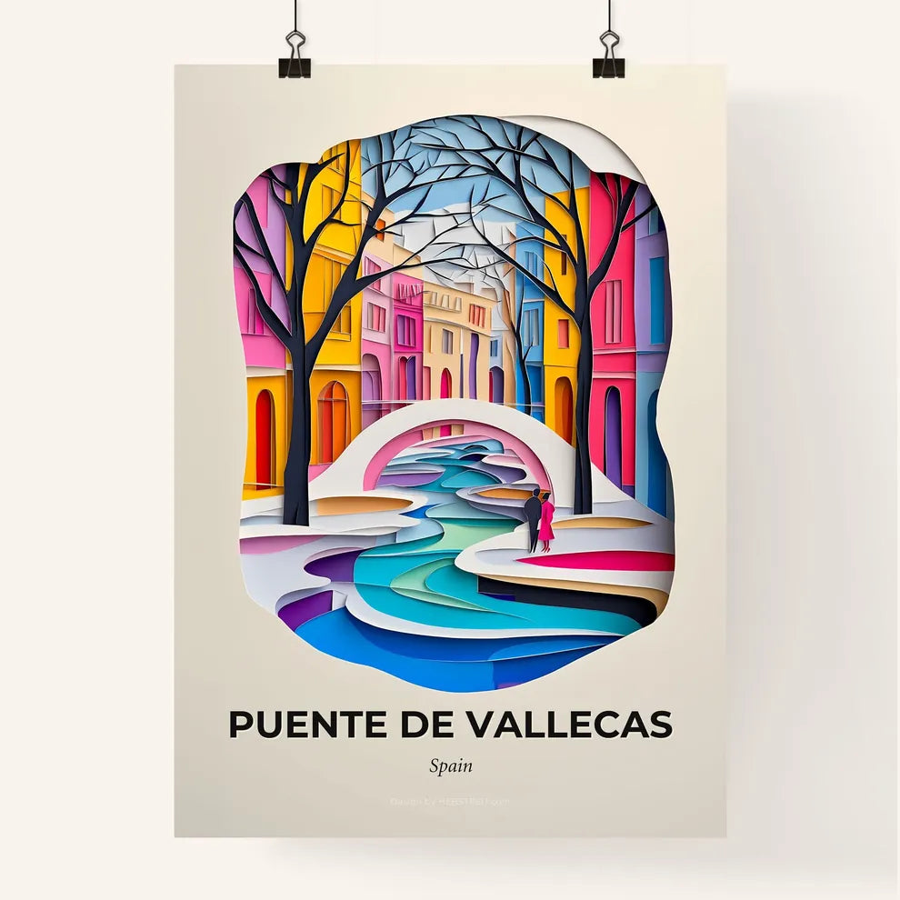 Vivid Puente de Vallecas, Spain, Colorful Poster