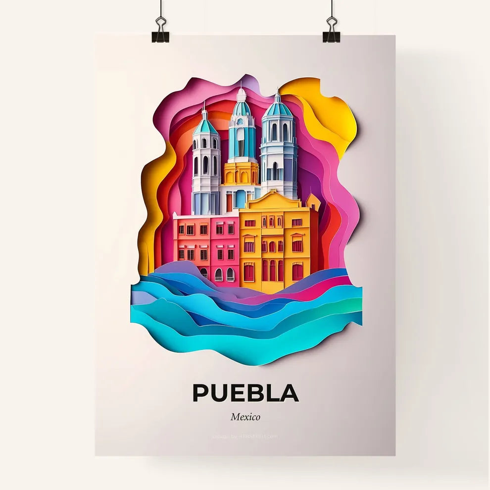 Vivid Puebla, Mexico, Colorful Poster