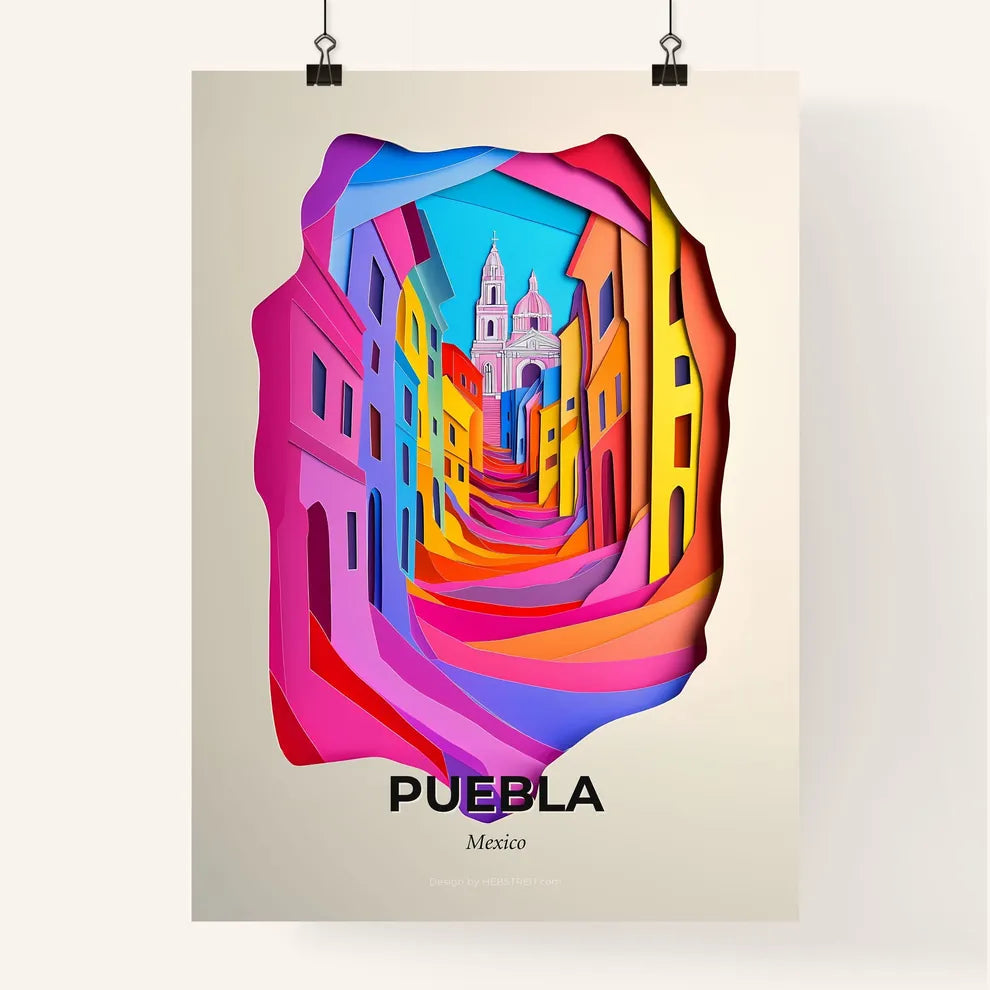 Vivid Puebla, Mexico, Colorful Poster