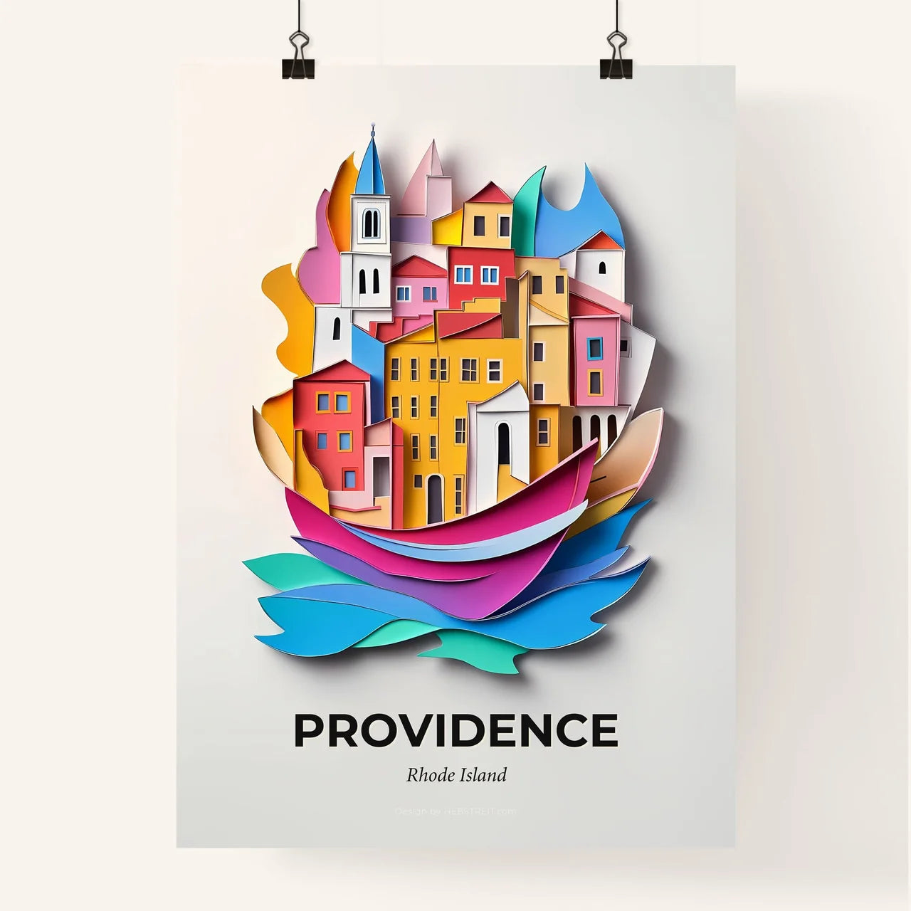 Vivid Providence, Rhode Island, Colorful Poster