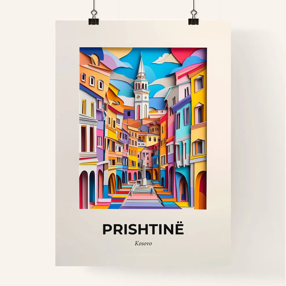 Vivid Prishtinë / Priština, Kosovo, Colorful Poster