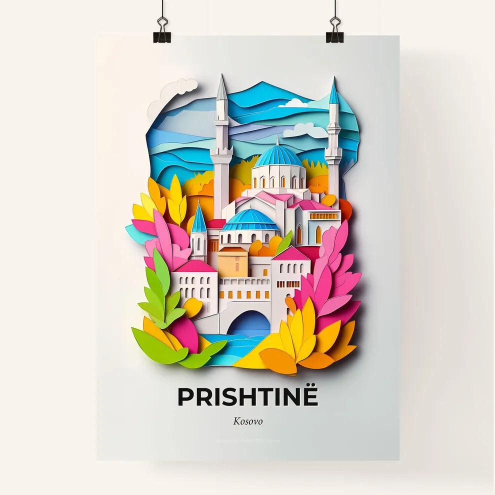 Vivid Prishtinë / Priština, Kosovo, Colorful Poster