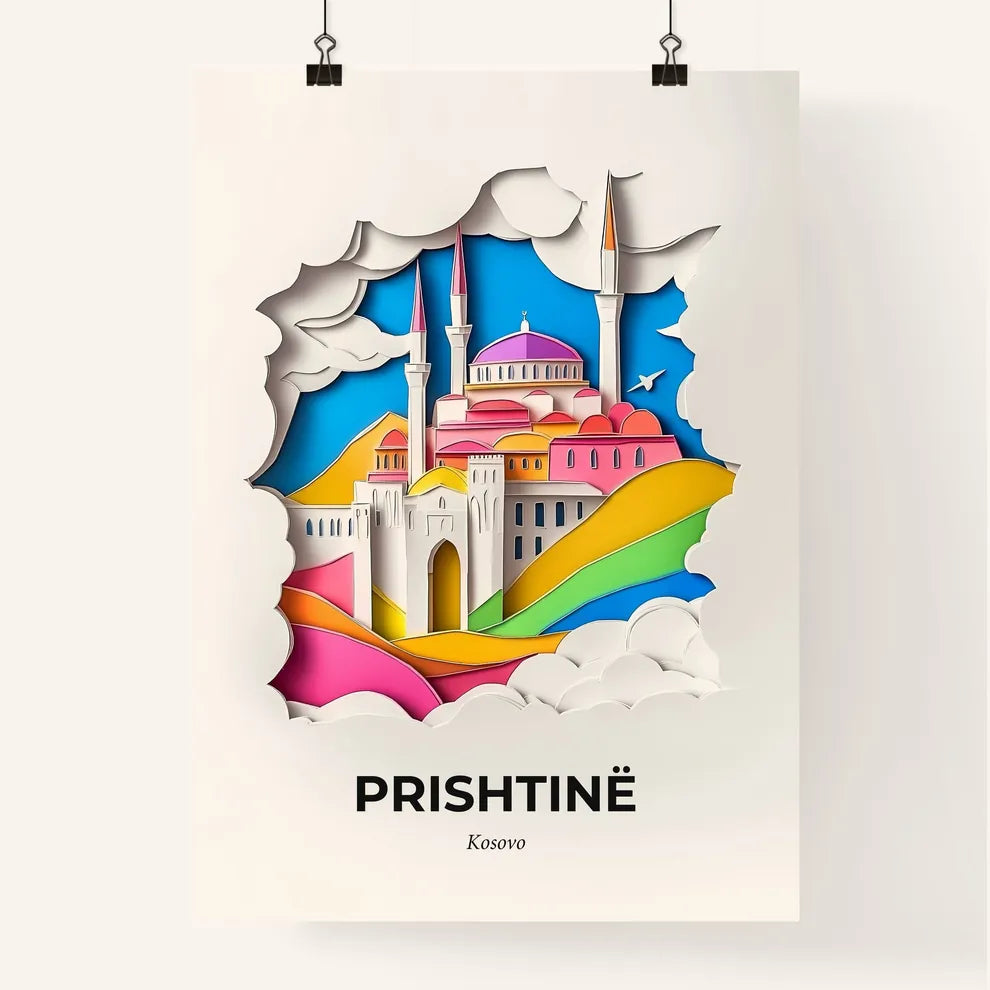 Vivid Prishtinë / Priština, Kosovo, Colorful Poster