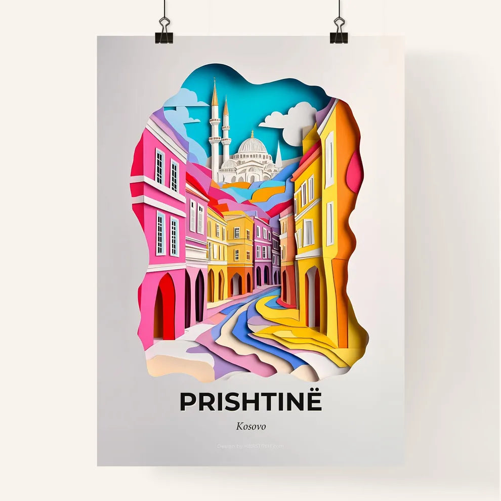 Vivid Prishtinë / Priština, Kosovo, Colorful Poster