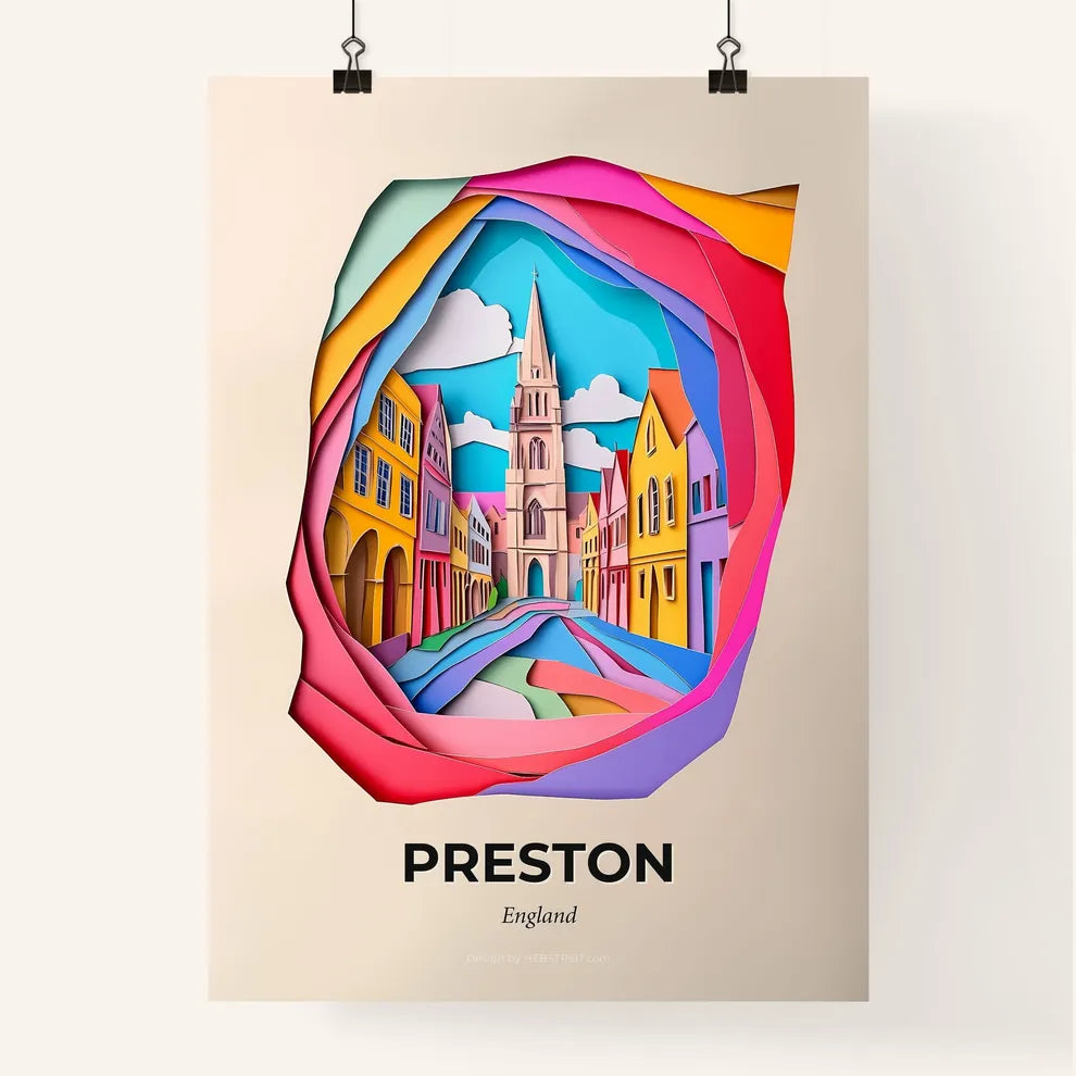 Vivid Preston, England, Colorful Poster