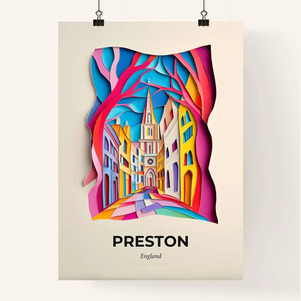 Vivid Preston, England, Colorful Poster