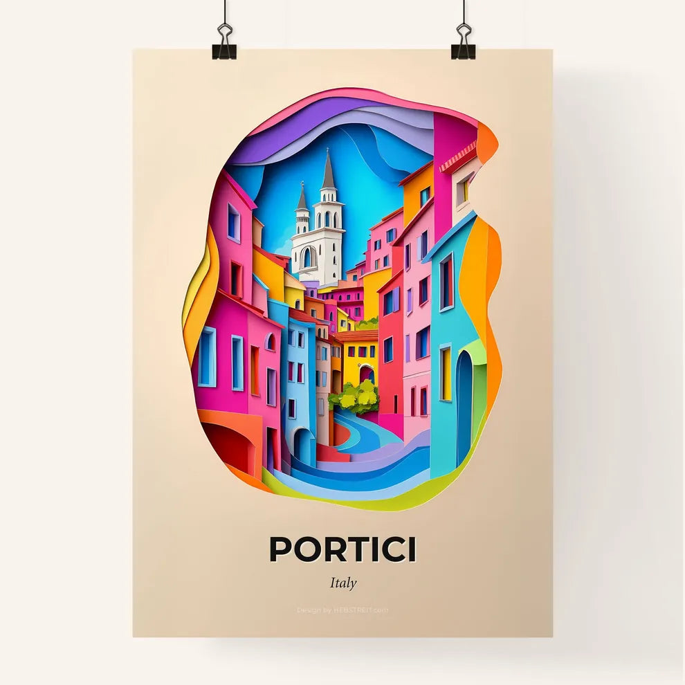 Vivid Portici, Italy, Colorful Poster
