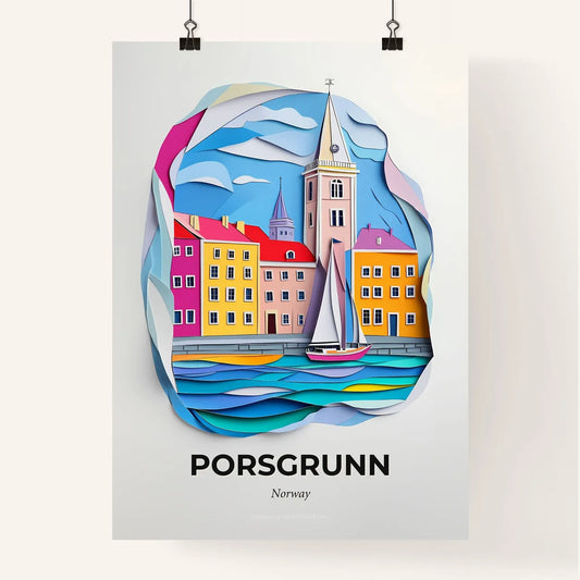 Vivid Porsgrunn, Norway, Colorful Poster