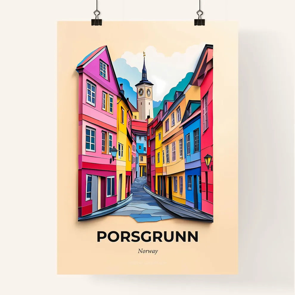Vivid Porsgrunn, Norway, Colorful Poster