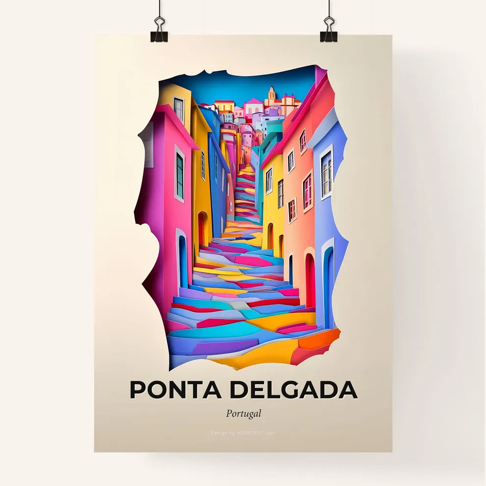 Vivid Ponta Delgada, Portugal, Colorful Poster
