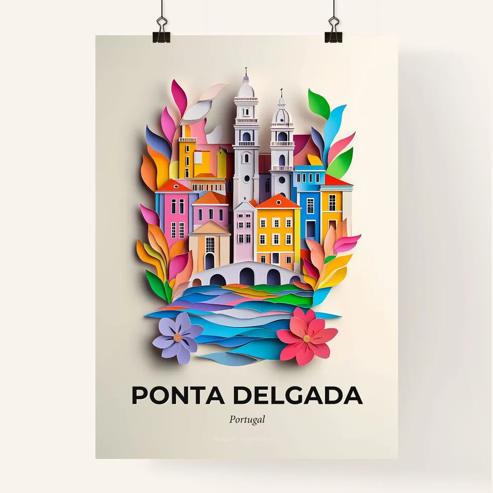 Vivid Ponta Delgada, Portugal, Colorful Poster