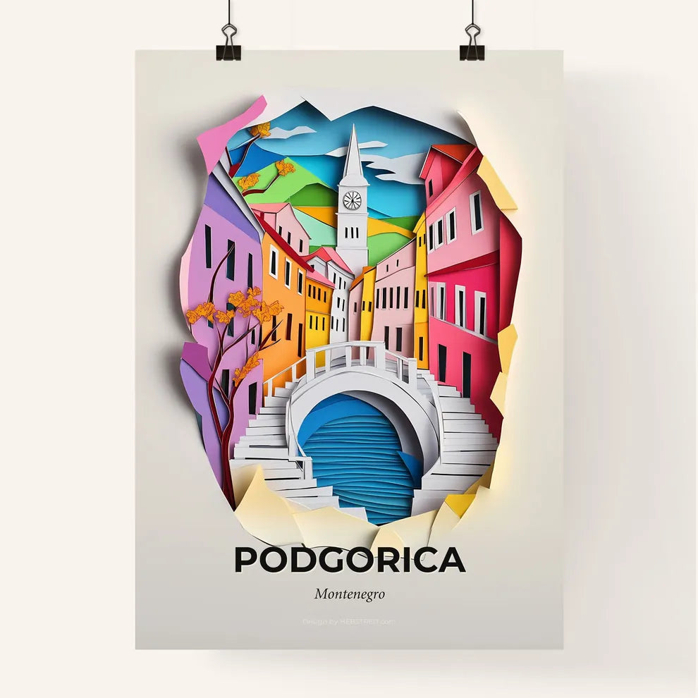 Vivid Podgorica, Montenegro, Colorful Poster